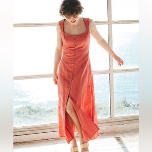 Zara Coral Button-Front Maxi Dress